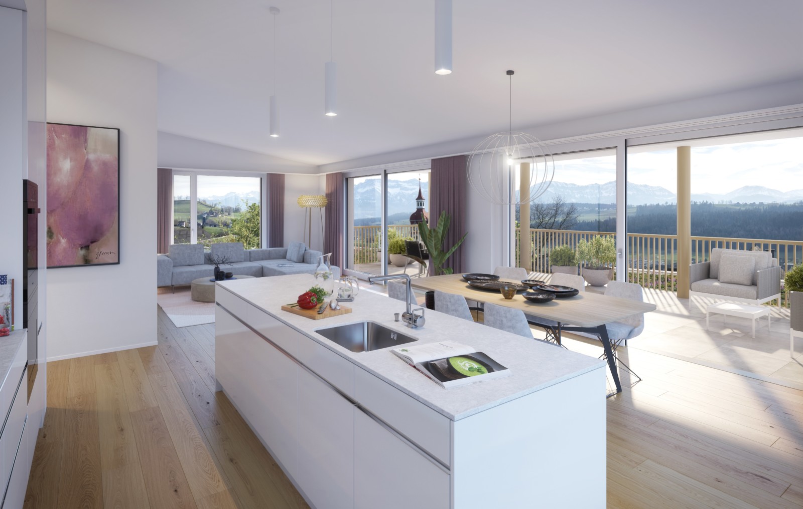 Innenvisualisierung der Überbauung Sonnefeld in Ruswil.