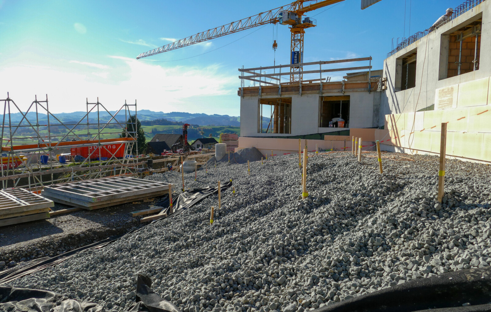 Wasserhaltung auf der Baustelle Sonnefeld in Ruswil.