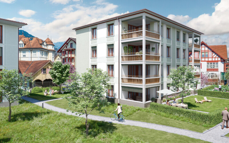 Dorf Hyyser Neubauprojekt Sarnen Haus gross