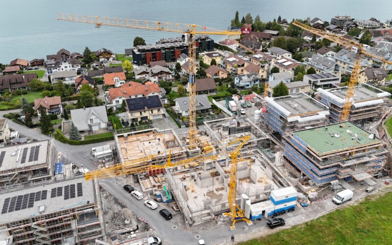 Drohnenaufnahme der Baustelle Seeblick in Beckenried.